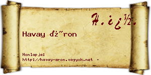 Havay Áron névjegykártya
