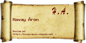 Havay Áron névjegykártya